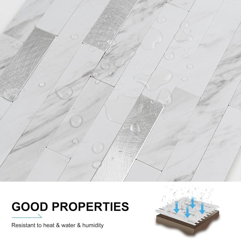 V-MOZZA Peel and Stick Backsplash, 20-Sheet Peel and Stick Tiles 12.1" x 5.9" Stick on Backsplash PVC Wall Tile for Kitchen Fireplace - Image 3